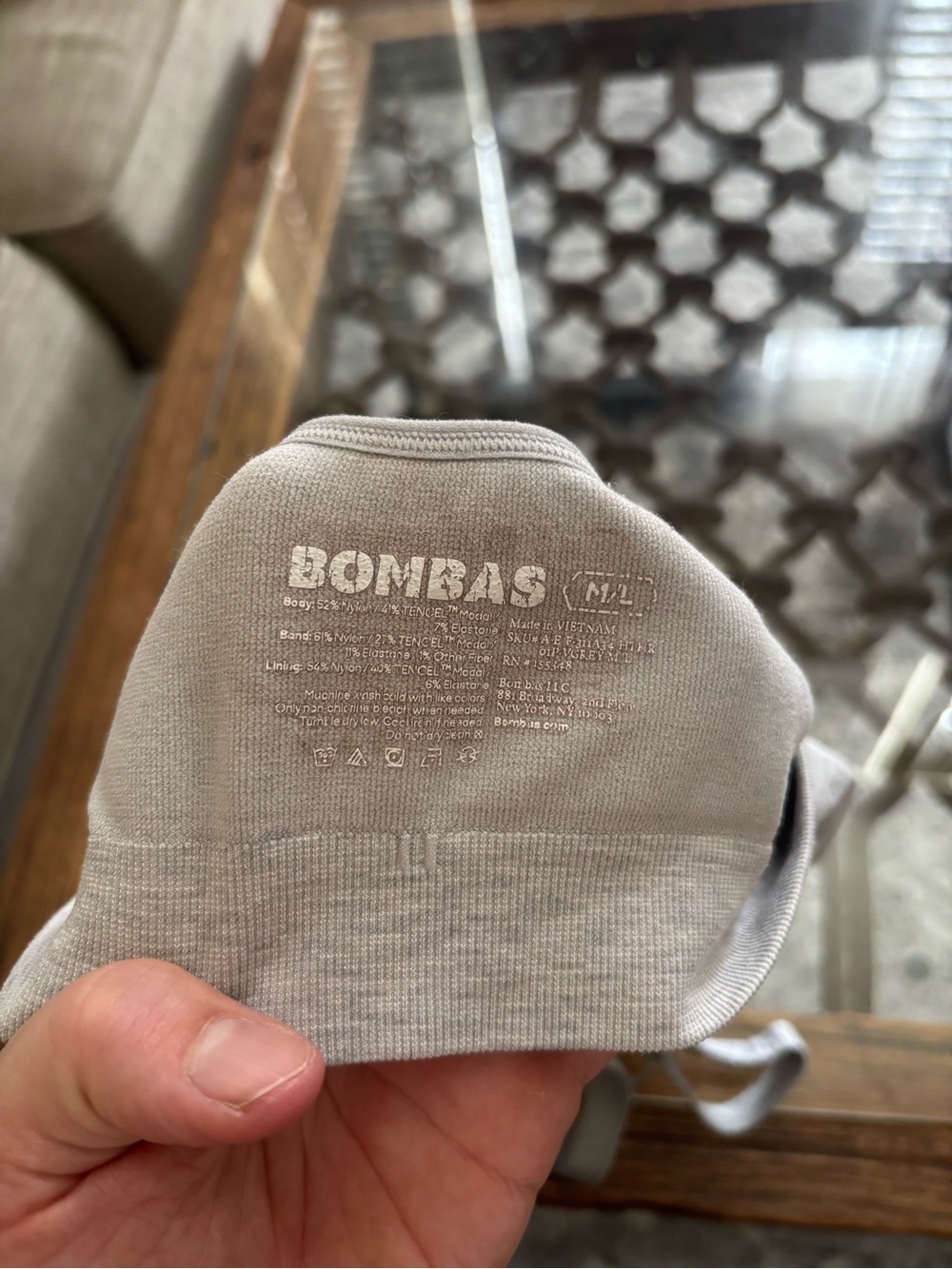 Bombas Light Gray Ribbed Everyday Bralette - Picture 3 of 3